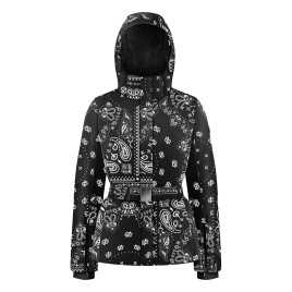 Womens ski jacket paisley black Joana