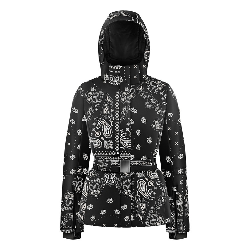 Womens ski jacket paisley black Joana