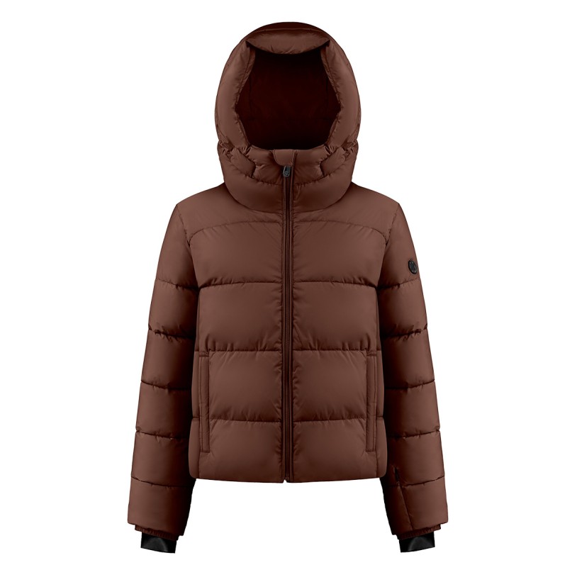Womens synthetic down ski jacket choco brown Chloe
