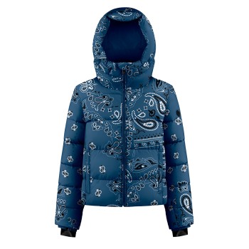 Womens synthetic down ski jacket paisley blue Chloe