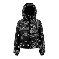 Womens synthetic down ski jacket paisley black Chloe