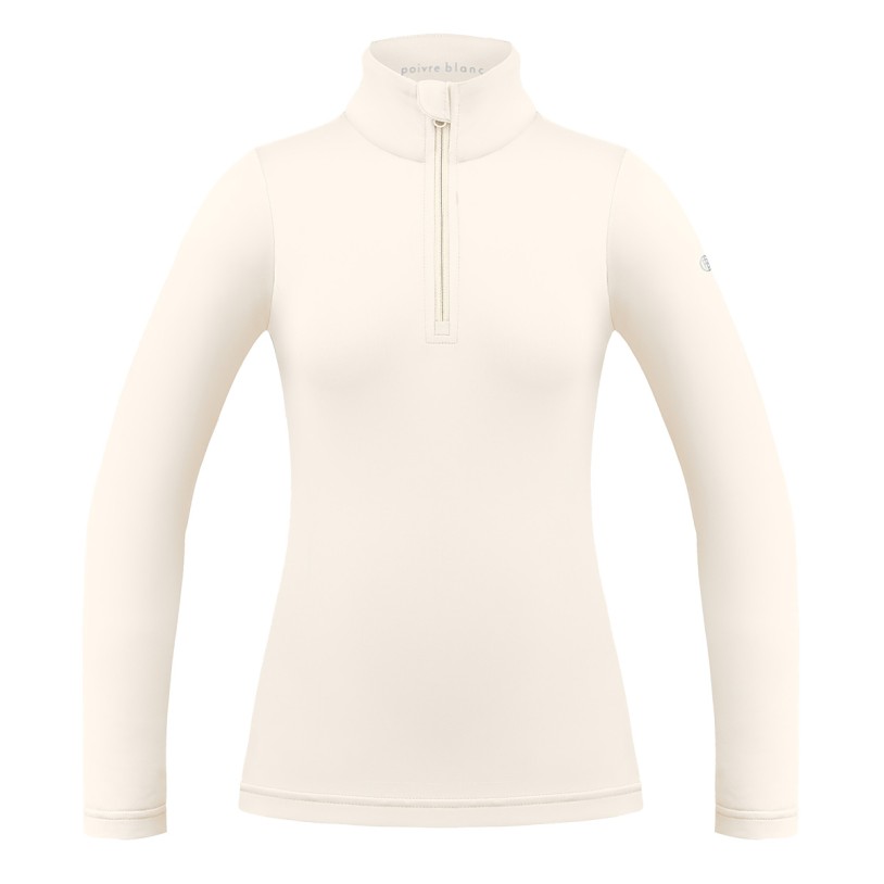 Womens base layer with zip natural white Mia