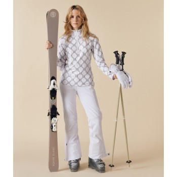 Womens base layer with zip monogram white Mia