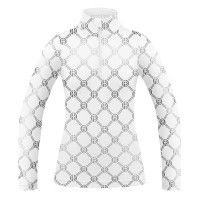Womens base layer with zip monogram white Mia