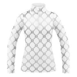 Womens base layer with zip monogram white Mia