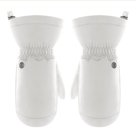 Womens real leather mittens white