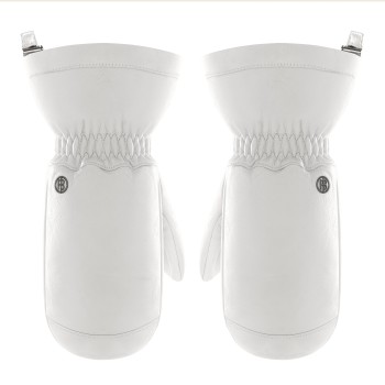 Womens real leather mittens white