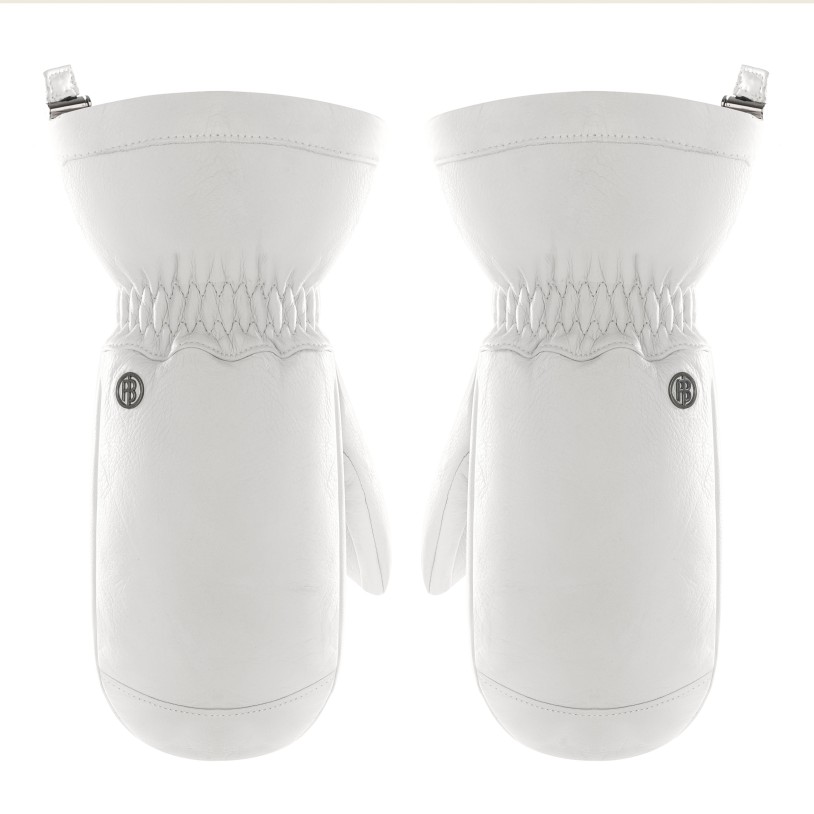 Womens real leather mittens white
