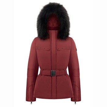 Womens stretch ski jacket burgundy red
