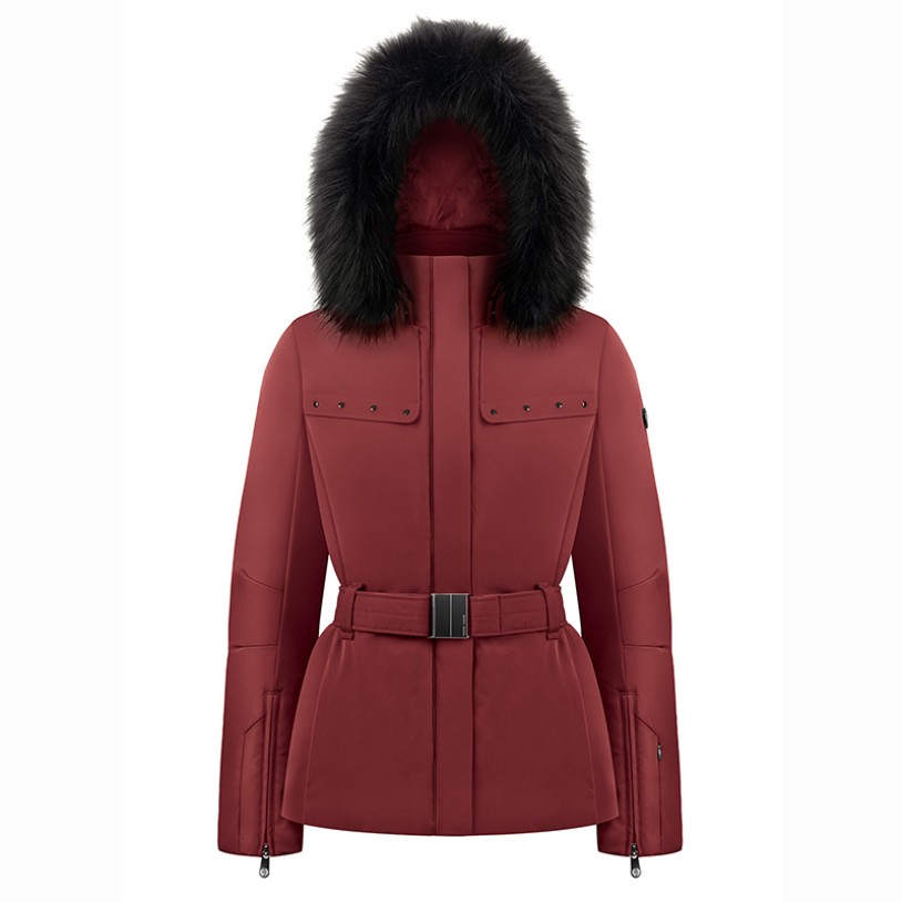 Womens stretch ski jacket burgundy red