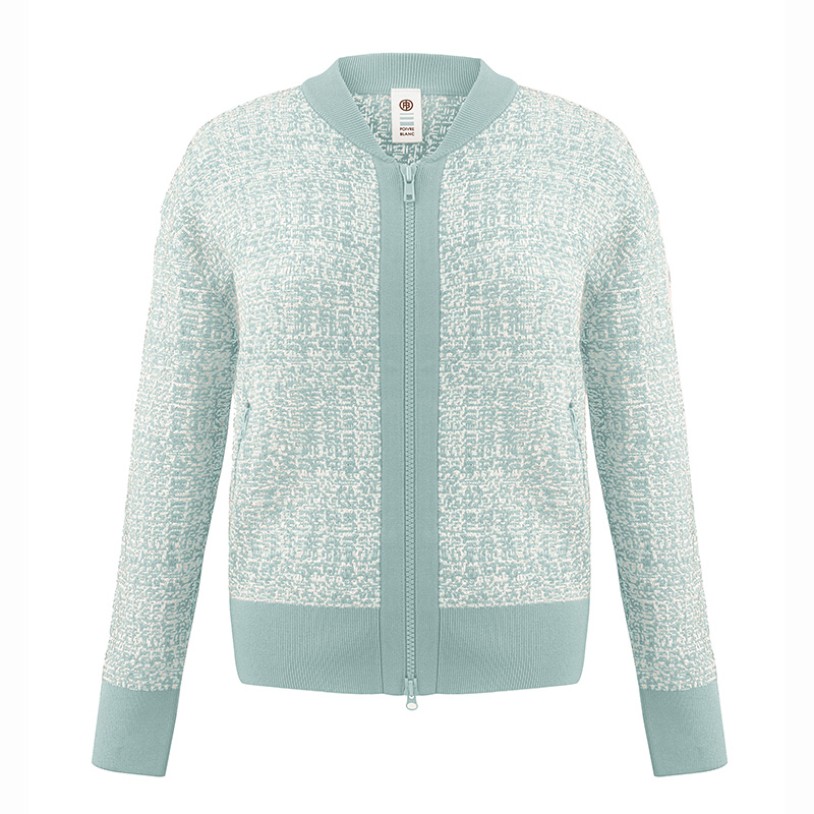 Womens knit jacket tweed aloe blue