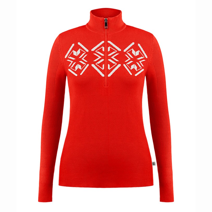 Womens knit sweater scarlet red