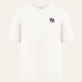 Womens cotton t-shirt flip flop white