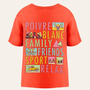 Girls cotton t-shirt letters papaya orange