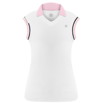 Womens polo shirt white/powder pink