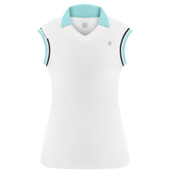 Womens polo shirt white/sky blue