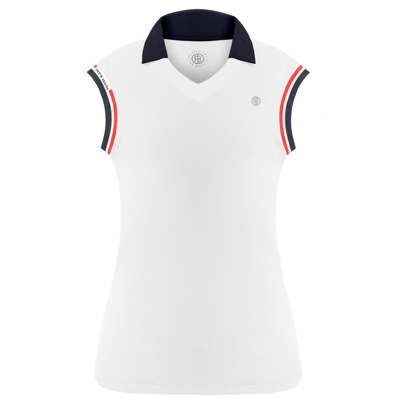Womens polo shirt white/oxford blue