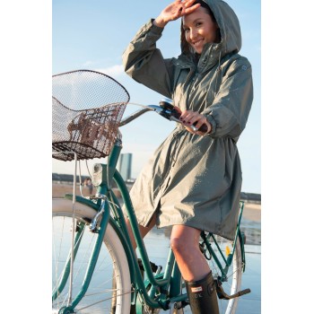 Womens rain coat silver sage green