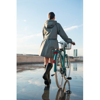 Womens rain coat silver sage green