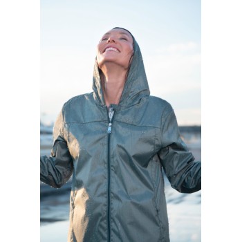 Womens rain coat silver sage green