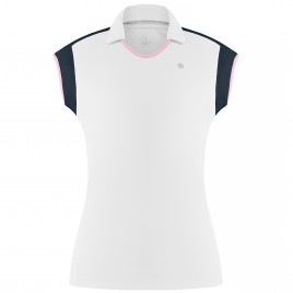 Womens polo shirt white/oxford blue
