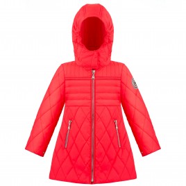 Girls quilted coat techno red