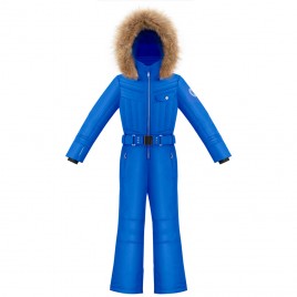 Girls overall king blue with fake fur