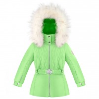 Girls ski jacket paradise green with fake fur