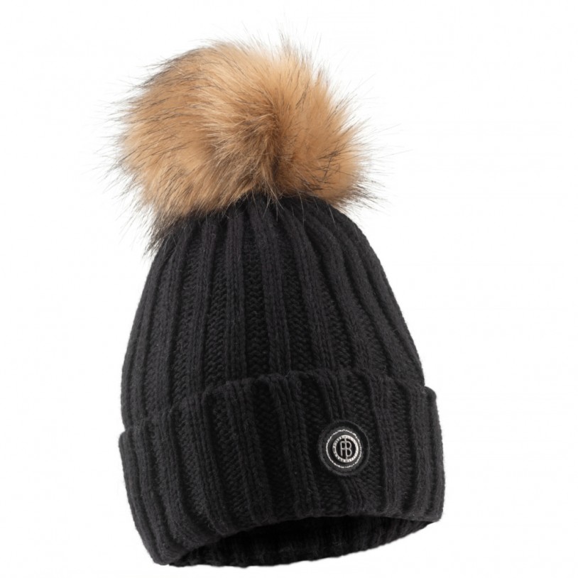 Girls beanie with pompom black