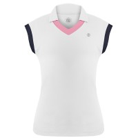 Womens polo shirt white/oxford blue