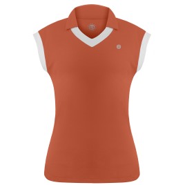 Womens polo shirt electro orange/white