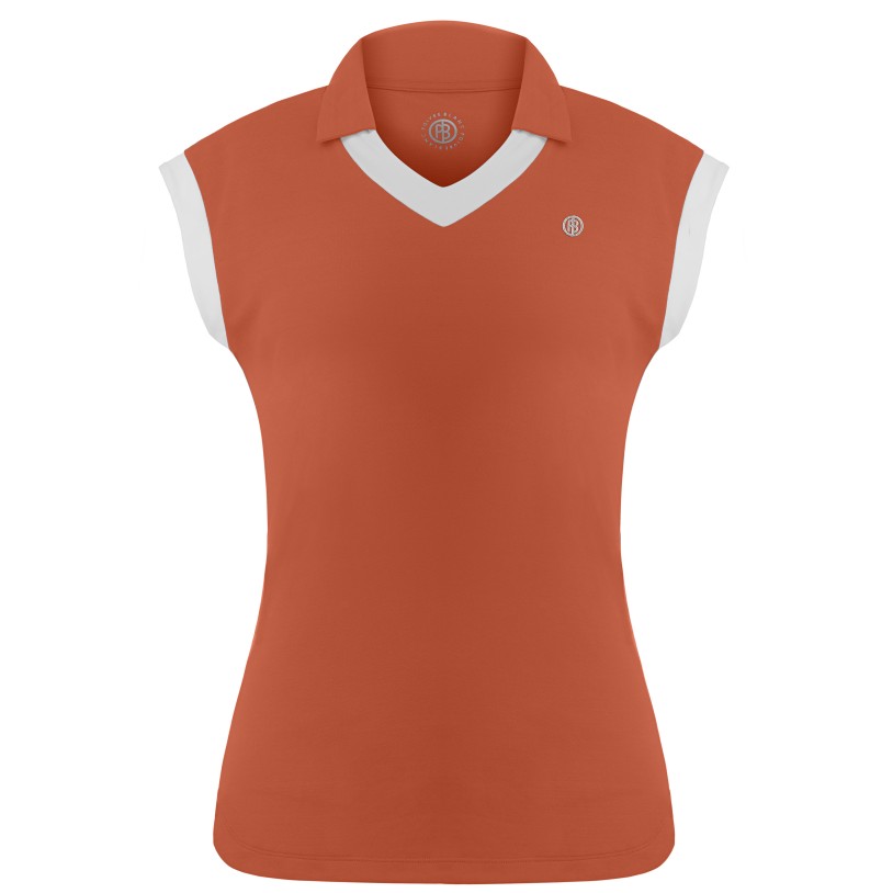 Womens polo shirt electro orange/white