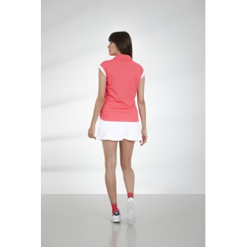 Womens polo shirt electro orange/white