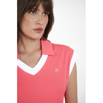 Womens polo shirt electro orange/white