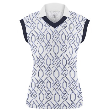 Womens polo shirt diamond white/blue