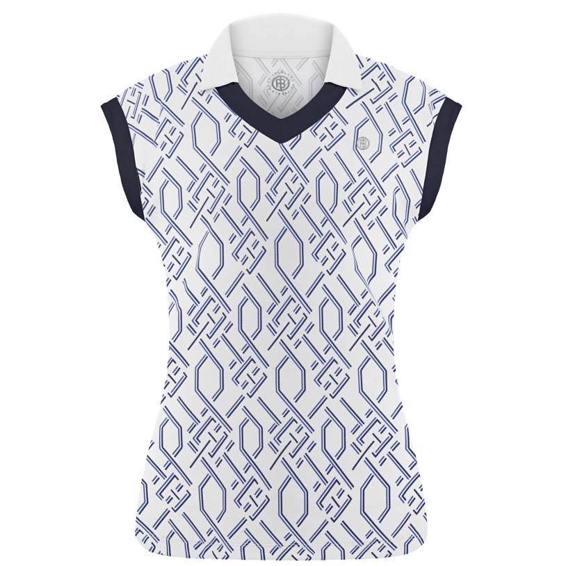 Womens polo shirt diamond white/blue