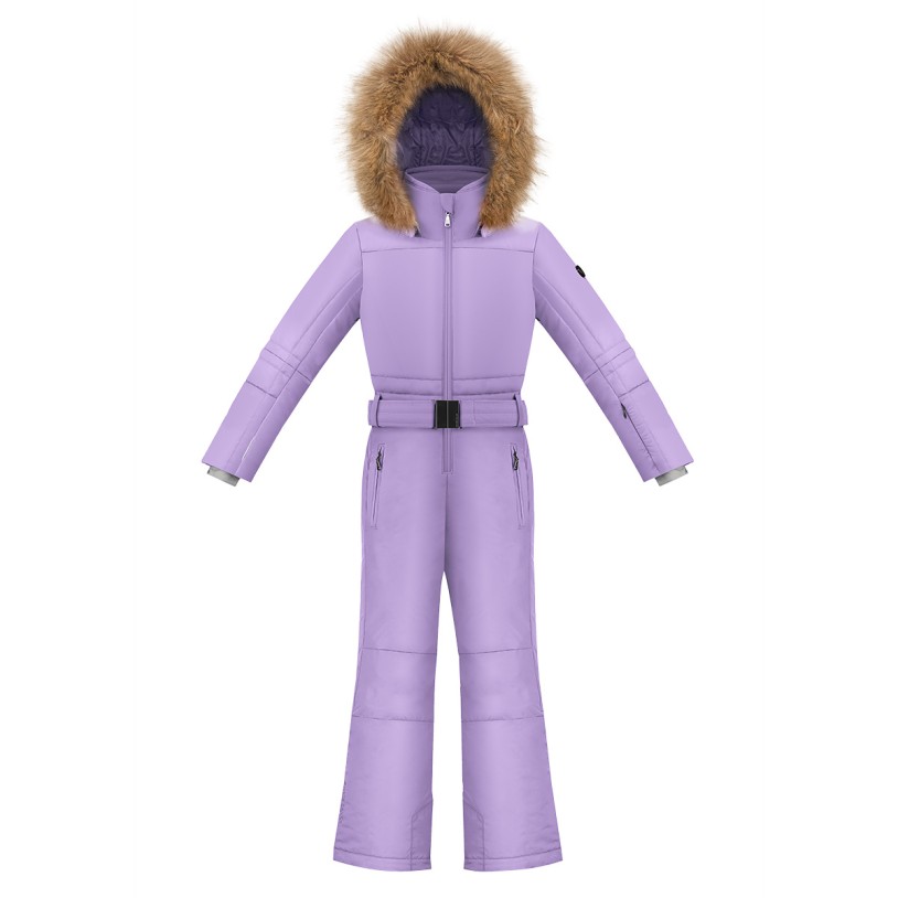 Girls overall lavender purple Jenny with fake fur
