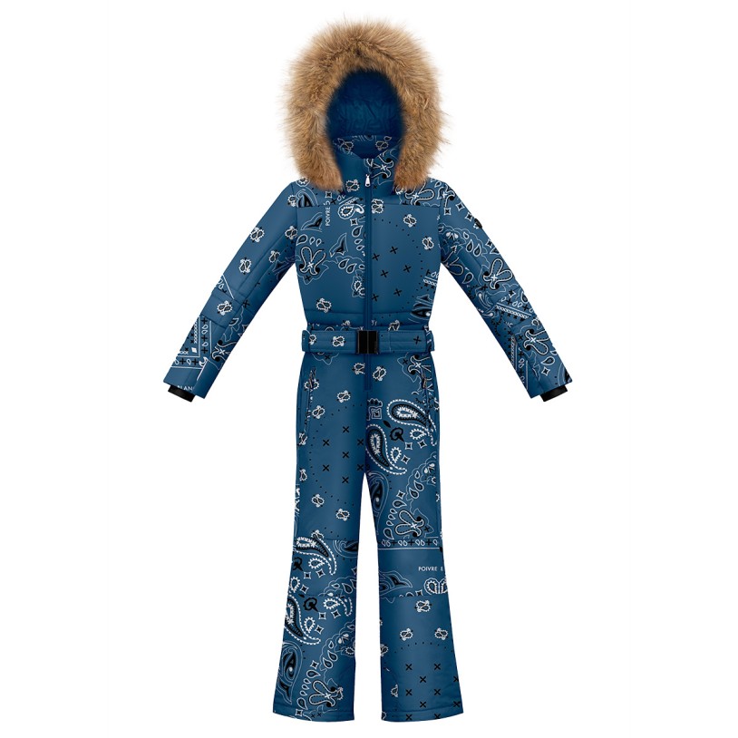 Girls overall paisley blue Jenny with fake fur