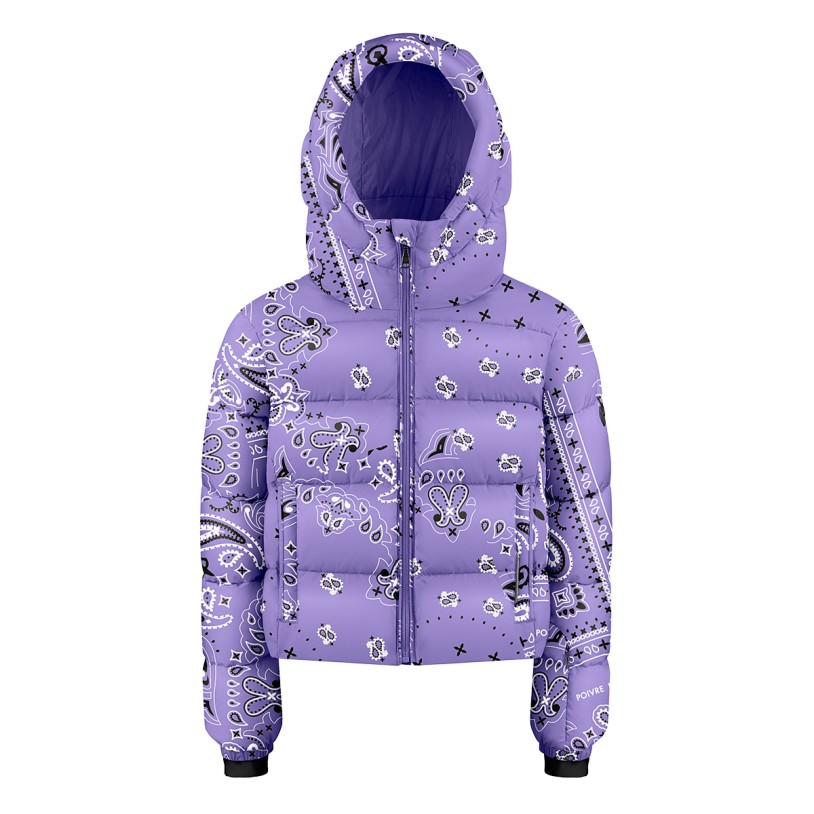 Girls synthetic down ski jacket paisley purple Chloe