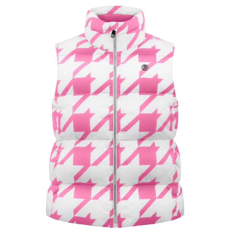 Womens synthetic down vest check lolly pink