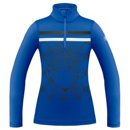 Womens base layer with zip leopard infinity blue