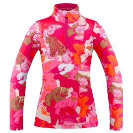 Womens base layer with zip nature pink