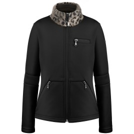 Girls stretch fleece jacket leopard black