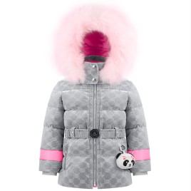Girls synthetic down jacket shiny silver