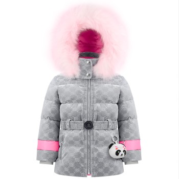 Girls synthetic down jacket shiny silver