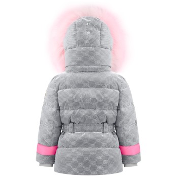 Girls synthetic down jacket shiny silver