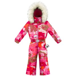 Girls overall nature pink with fake fur