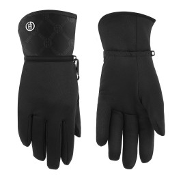 Womens stretch fleece gloves embo black