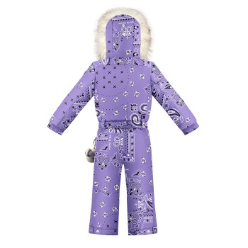 Girls overall paisley purple Joyce with fake fur
