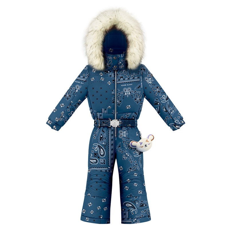 Girls overall paisley blue Joyce with fake fur